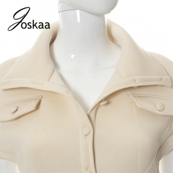 Apricot Turn-Down Collar Single Breasted Crop Top Women Flying Sleeve Casual Vest Coat 